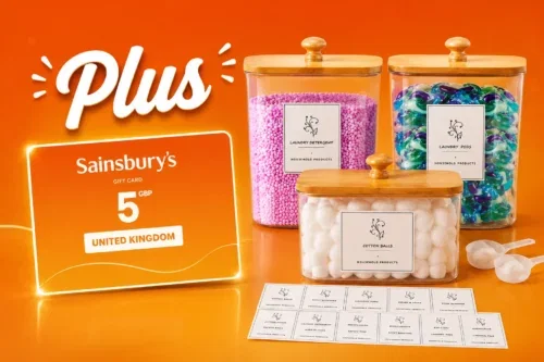 DAILY LUNCH DASH! 3-PACK CLEAR LAUNDRY PODS STORAGE CONTAINER WITH BAMBOO LID, LABELS & SCOOP – WASHING PODS HOLDER FOR POWDER, DISHWASHER TABLETS, SCENT BOOSTER – LAUNDRY, BATHROOM, KITCHEN ORGANIZATION(SQUARE) AUTO-WIN 08/07