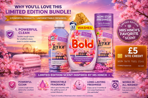 LUCKY LUNCH LOOT £5 SITE CREDIT PLUS Bold & Lenor Laundry Bundle 3-Piece Bundle Set – Midsummer Memories Sunset Blossom – 32 Wash Liquid Gel Detergent, 29 Wash Fabric Conditioner & 155g Scent Booster – Long Lasting Fresh Fragrance AUTO-WIN 16/07