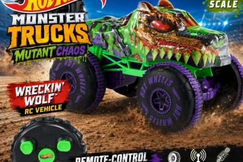 Hot Wheels Toy Monster Trucks, Remote-Control Wreckin’ Wolf in 1:15 Scale, Mutant Chaos RC Vehicle with Off-Road Tires-AUTO WIN 25/07