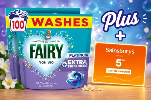 DAILY LUNCH DASH! FAIRY NON BIO SILK TREE BLOSSOM & JASMINE WASHING LIQUID PODS, VOTED NO1 FOR SENSITIVE SKIN, 100 WASHES AUTO-WIN 10/07