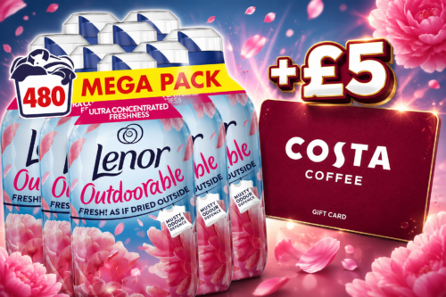 DAILY COFFEE DASH! Lenor Outdoorable Fabric Conditioner 480 Washes (8x60), Floral Fresh - Ultra Concentrated Freshness PLUS £5 COSTA GIFT CARD AUTO-WIN 14/07