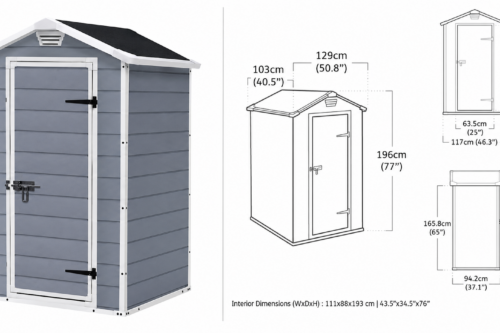 Keter Manor Outdoor Garden Storage Shed, Grey, 4 x 3 ft AUTO-WIN 26/07