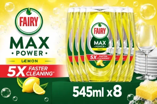Fairy Max Power Washing up Liquid Lemon 8x545 ML AUTO-WIN 27/07