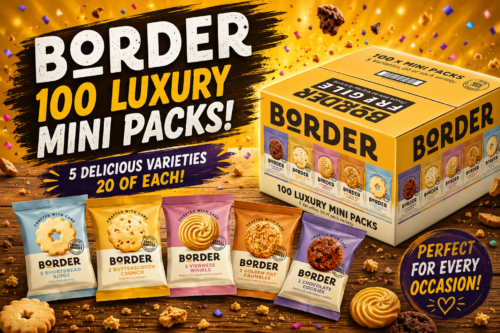Border Biscuits 100 Packs, Multipacks Box, 5 Flavour Variety 2 per pack, Individually Wrapped Cookies AUTO-WIN 27/07