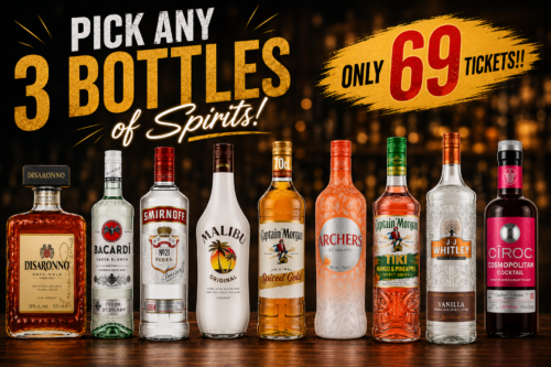 Pick Any 3 Bottles Of Spirits!!! Only 69 tickets!! 09/07-AUTO WIN