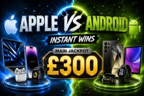 APPLE VS ANDROID INSTANT WINS- MAIN JACKPOT £300 -AUTO WIN 15/07