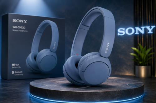 SONY WH-CH520 BLUETOOTH WIRELESS ON-EAR HEADPHONES WITH MIC/REMOTE, BLUE-30/08-AUTO WIN