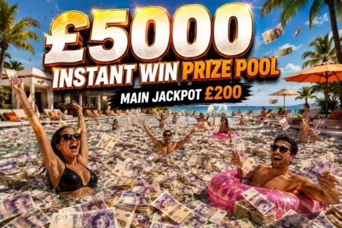 £5000 INSTANT WIN PRIZE POOL- MAIN JACKPOT £200 -AUTO WIN 28/08