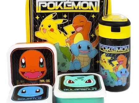 Vanilla Underground Black Pokemon Boys Black Pikachu And Squirtle Lunch Bag Bottle And 3 Snack Pots-AUTO WIN 29/08