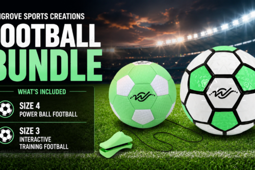 Wingrove Sports Creations Bundle- Size 4 Power Ball Football & Size 3 Interactive Training Football-AUTO WIN 08/09