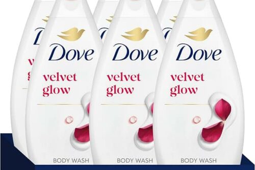 Dove Velvet Glow Body Wash Body Cleanser shower gel with plant-based moisturisers for softer, smoother skin after one shower 6x 450 ml-AUTO WIN 16/08
