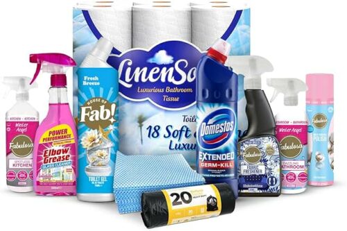 FABFINDS VEGAN MEGA HOUSEHOLD CLEANING BUNDLE 10-PIECE TOILET PAPER BIN BAGS ANTIBACTERIAL SPRAY MULTI-SURFACE CLEANERS & ALL-IN-ONE HOME CLEANING KIT AUTO=WIN 11/08