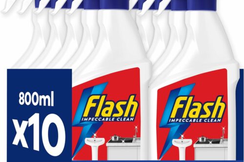 Flash Multi Purpose Bleach Cleaning Spray, For Hard Surfaces, Kitchen Cleaner Sprays, 8 L (800ML x 10) AUTO-WIN 23/08