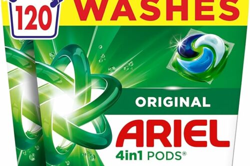 Ariel 4in1 PODS®, Washing Liquid Laundry Detergent Capsules 120 Washes, Original, Stain & Odour Removal in 1 Wash, Great Even in Cold & Short AUTO-WIN 17/08