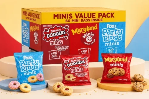 FOX Mini Biscuit Variety Pack 60 Count – Jammie Dodgers, Maryland Cookies & Party Rings Minis – Individually Wrapped Biscuit Snack Packs for Lunchboxes, Parties & Sharing By Red Rainbow AUTO-WIN 23/08