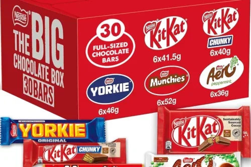 NESTLÉ THE BIG CHOCOLATE BOX, 30 X CHOCOLATE BARS – KITKAT, KITKAT CHUNKY, YORKIE, AERO, MUNCHIES -AUTO WIN 10/08
