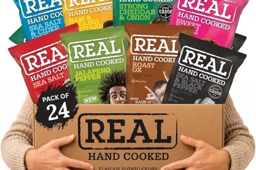 Real Handcooked Potato Crisps Variety Pack – 8 Assorted Flavours (3 bag of each), Thick-Cut Multipack Snacks (35g Bags)-AUTO WIN 29/08
