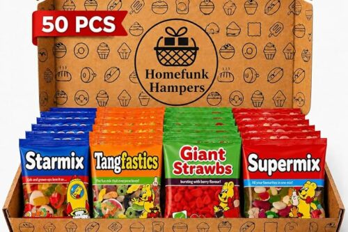 Mini Bags 50 Pack Sweets Gift Box Selection | Box Birthday Present Gift | 50 Mini Bag Gift Set – Includes Starmix, Supermix, Giant Strawbs & Tangfastics Homefunk Hampers AUTO-WIN 22/08