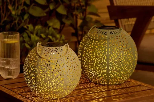 Sage Green Set of 2 Solar Filigree Lanterns-AUTO WIN 19/08