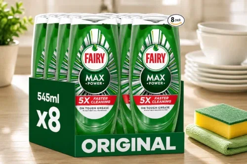 FAIRY MAX POWER WASHING UP LIQUID ORIGINAL 8 X 545ML, EASY & EFFORTLESS CLEANING, EVEN ON YOUR GREASIEST POTS & PANS