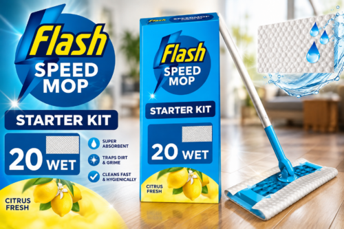Flash Speedmop Wet Mop Floor Cleaner Starter Kit 1 Mop, 20 Wet Lemon Refills AUTO-WIN 05/08