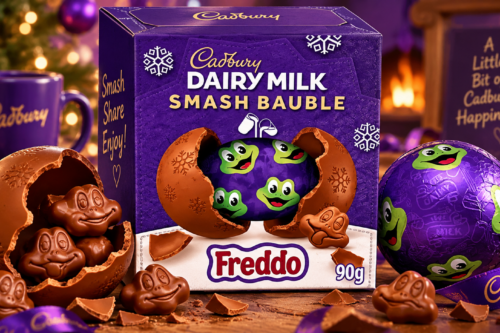 (BOX OF 9) CADBURY DAIRY MILK FREDDO SMASH BAUBLE 90G AUTO-WIN 09/09