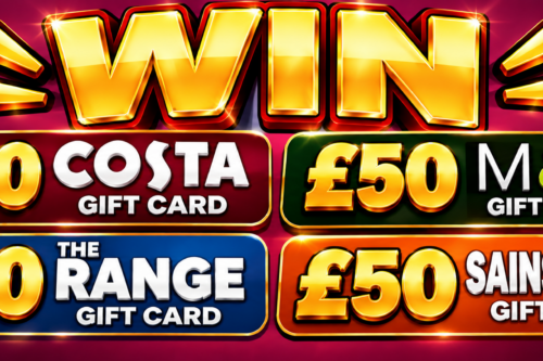 WIN £50 COSTA GIFT CARD, £50 M&S GIFT CARD,£50 THE RANGE GIFT CARD,£50 SAINSBURYS GIFT CARD-AUTO WIN 08/09