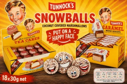 TUNNOCKS 36 TEA CAKES 48 CARAMEL WAFER BISCUITS & 18 SNOWBALLS AUTO-WIN 30/09
