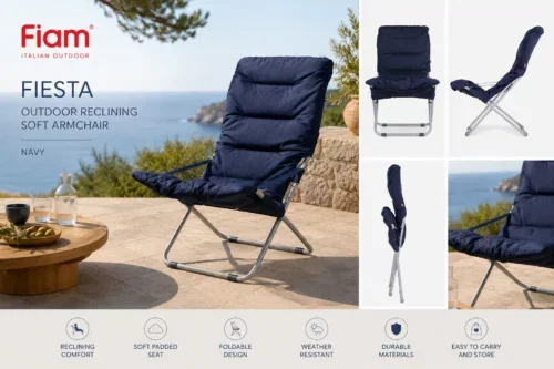 FIAM FIESTA OUTDOOR RECLINING SOFT ARMCHAIR, NAVY-AUTO WIN 06/09
