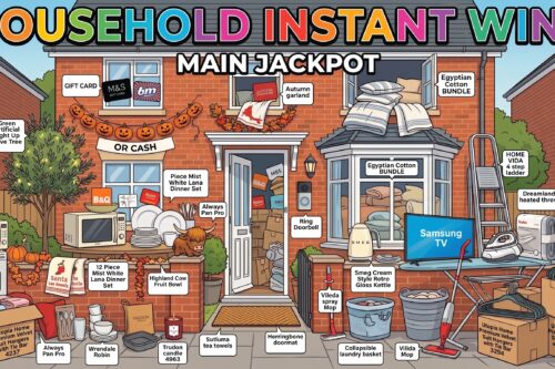 MIDWEEK HOUSEHOLD INSTANTS- MAIN JACKPOT £500 CASH AUTO WIN 23/09