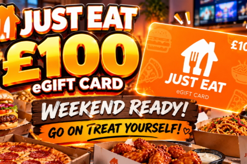 Just Eat £100  eGift Card Weekend Ready Go On Treat Yourself AUTO-WIN 02/10