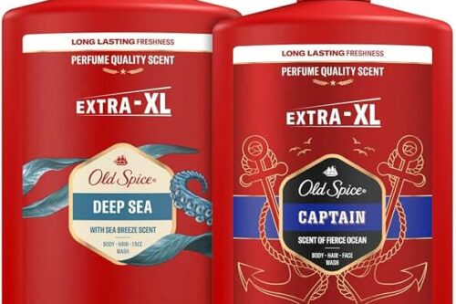 Bundle of Old Spice Captain & Deep Sea Men’s Shower Gel & Shampoo 1000ml, Multi-Use 3-in-1 Body-Hair-Face Wash, Long Lasting Freshness, Perfume Quality Scent, Deep Cleansing-AUTO WIN 27/09