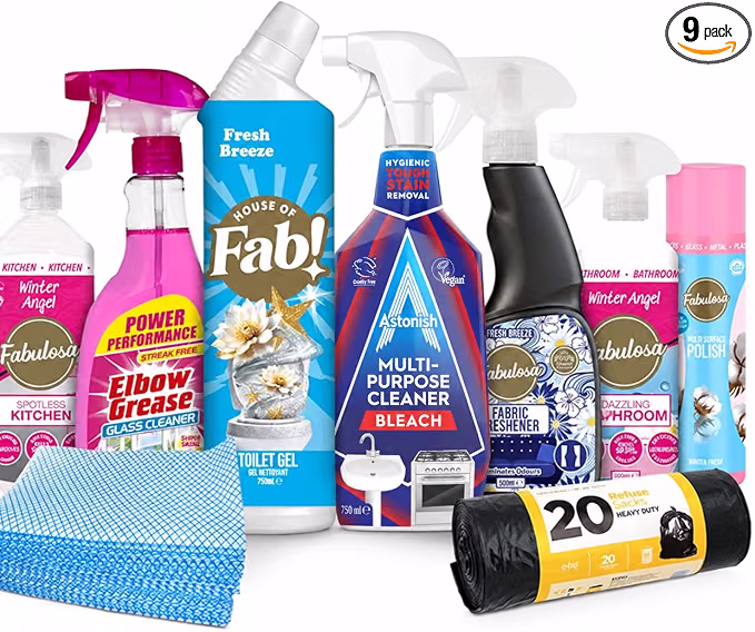 9 Piece Sunday Blitz Cleaning Bundle All-in-One Home Cleaning Kit Perfect for Kitchen Bathroom Windows & General Surfaces-AUTO WIN 27/09