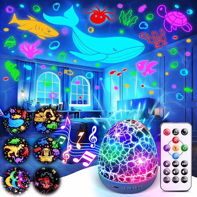 Ocean Sensory Lights Projector, White Noise Machine Baby Toys Gifts - AUTO WIN 17/09