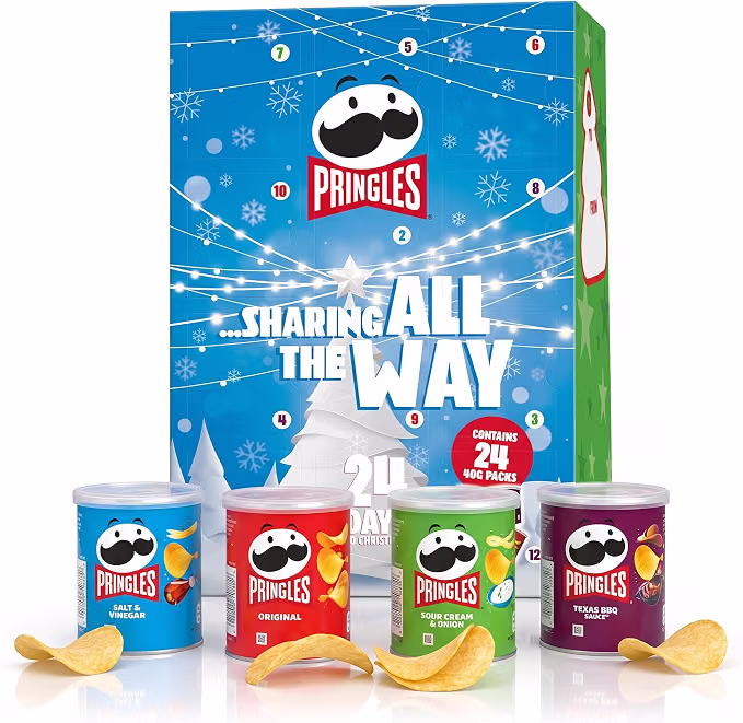 Luxury Pringles Advent Calendar - 24 Day Full Size Calendar - Contains 24 x 40g packs In A Variety Of Flavours- AUTO WIN 23/09