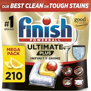 Finish Dishwasher Tablet, Ultimate Plus Infinity Shine, 210 Tabs (105 x 2 pck) Lemon Sparkle-AUTO WIN 24/09