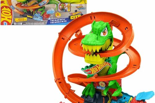Hot Wheels City T-Rex Blaze Battle & 1:64 Scale Die-Cast Toy Car​​ AUTO-WIN 03/10