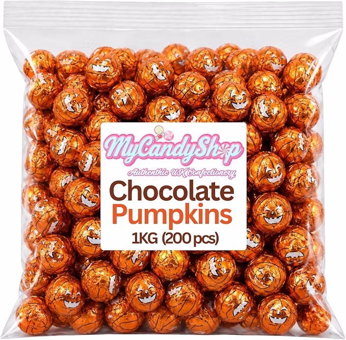Halloween Chocolate Pumpkin 1KG - Chocolate Foil Balls-AUTO WIN 15/09
