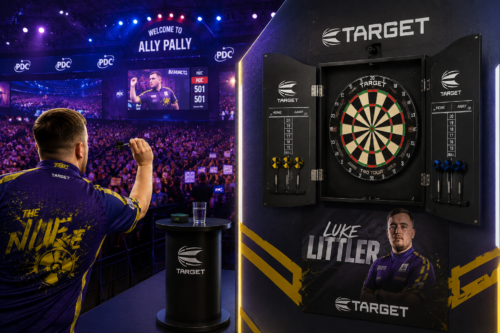 Target Darts Luke Littler Dartboard Cabinet Set, Black-AUTO WIN 05/09