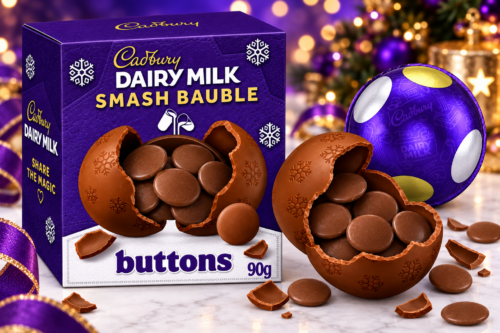 NEW CADBURY DAIRY MILK BUTTONS SMASH BAUBLE 90G (BOX OF 9) AUTO-WIN 08/09