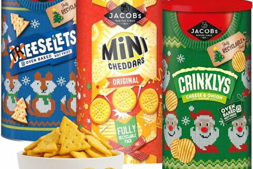 3x Jacobs Crackers tubs (3x280g) - Cheeselets, Mini Cheddars, Crinckleys Christmas Savoury Snacks-AUTO WIN 02/10
