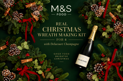 M&S Real Christmas Wreath Making Kit for 4 with Delacourt Champagne-AUTO WIN 22/09
