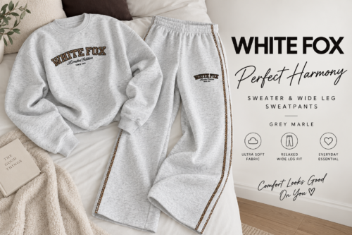 White Fox Perfect Harmony Wide Leg weatpants Grey Marle & Sweater-AUTO WIN 27/09