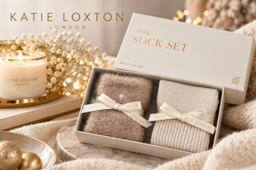 Katie Loxton Sparkle Sock Duo, Taupe/Natural-AUTO WIN 12/10