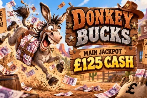 DONKEY BUCKS- MAIN JACKPOT £125 CASH-AUTO WIN 28/09