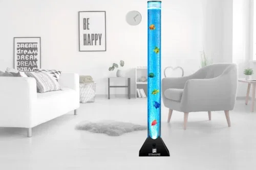 STRAAME 90CM COLOUR CHANGING LED LIGHT BUBBLE FISH MOOD LAMP WITH COLOURFUL ARTIFICIAL TROPICAL FISHES, AUTO WIN-09/09