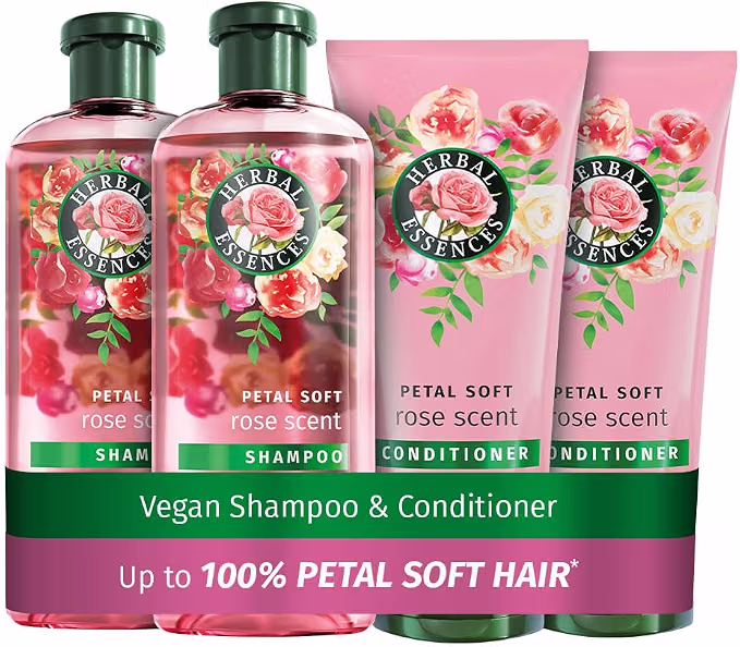 Herbal Essences Rose Scent Petal Soft shampoo and conditioner set (2x350ml, 2x250ml) | nourishes & smoothens dry hair | blended with natural origin ingredients | vegan & cruelty free-AUTO WIN 27/09