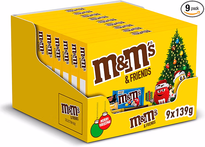 M&M'S and Friends Christmas Chocolate Gift Box, Christmas Gifts, Stocking Fillers, Chocolate Selection Box, 9 x 139 g-AUTO WIN 13/09