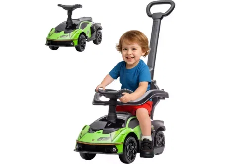AIYAPLAY 2 in 1 Parent Handle Horn Steering Baby Push Car - Green-AUTO WIN 17/09