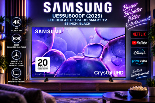 Samsung UE55U8000F (2025) LED HDR 4K Ultra HD Smart TV, 55 inch, Black- 16/09